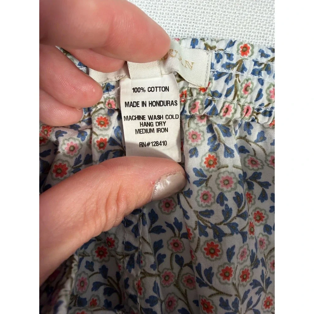 Ann Mashburn Womens Floral Cotton Runner Shorts Blue Orange White Piping Size M